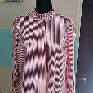 Talbots Red and White Striped Blouse